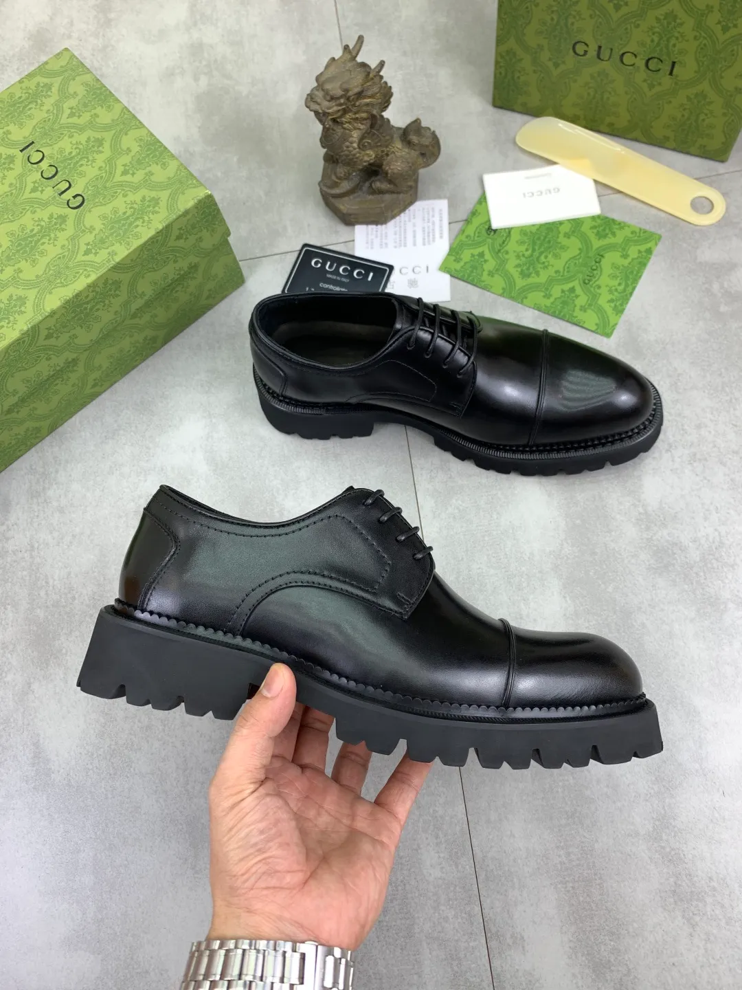 Men's Men's Shoes 💰P580 [New Style] 💰💎💎💎 [Gucci] GUCCI high-end men's formal business leather shoes, original order 1:1! Original imported high-end calfskin, original metal buckle, imported first-layer pigskin lining for feet, original high-end outsole, men's shoe size: 38-44